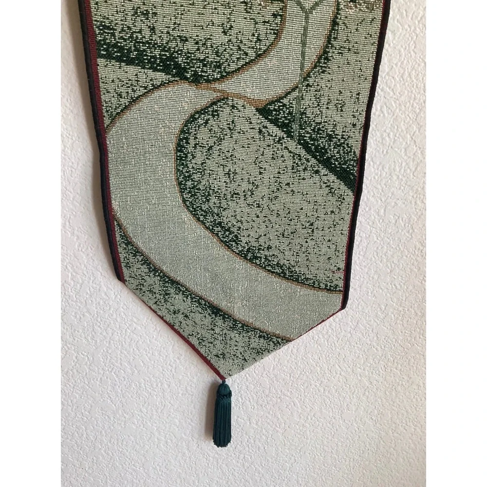 Vintage‎ Americana Woven Tapestry Wall Hanging Patriotic Schoolhouse Banner